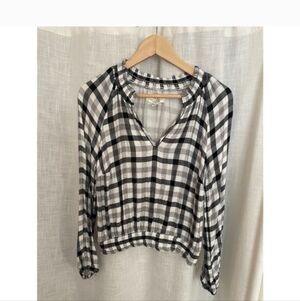 Cloth & Stone Monochrome Plaid Top